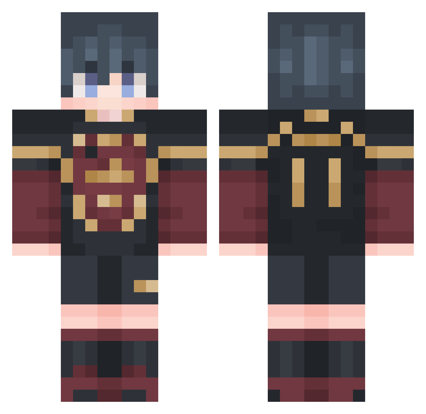SadclaudS Minecraft skin, front and back view