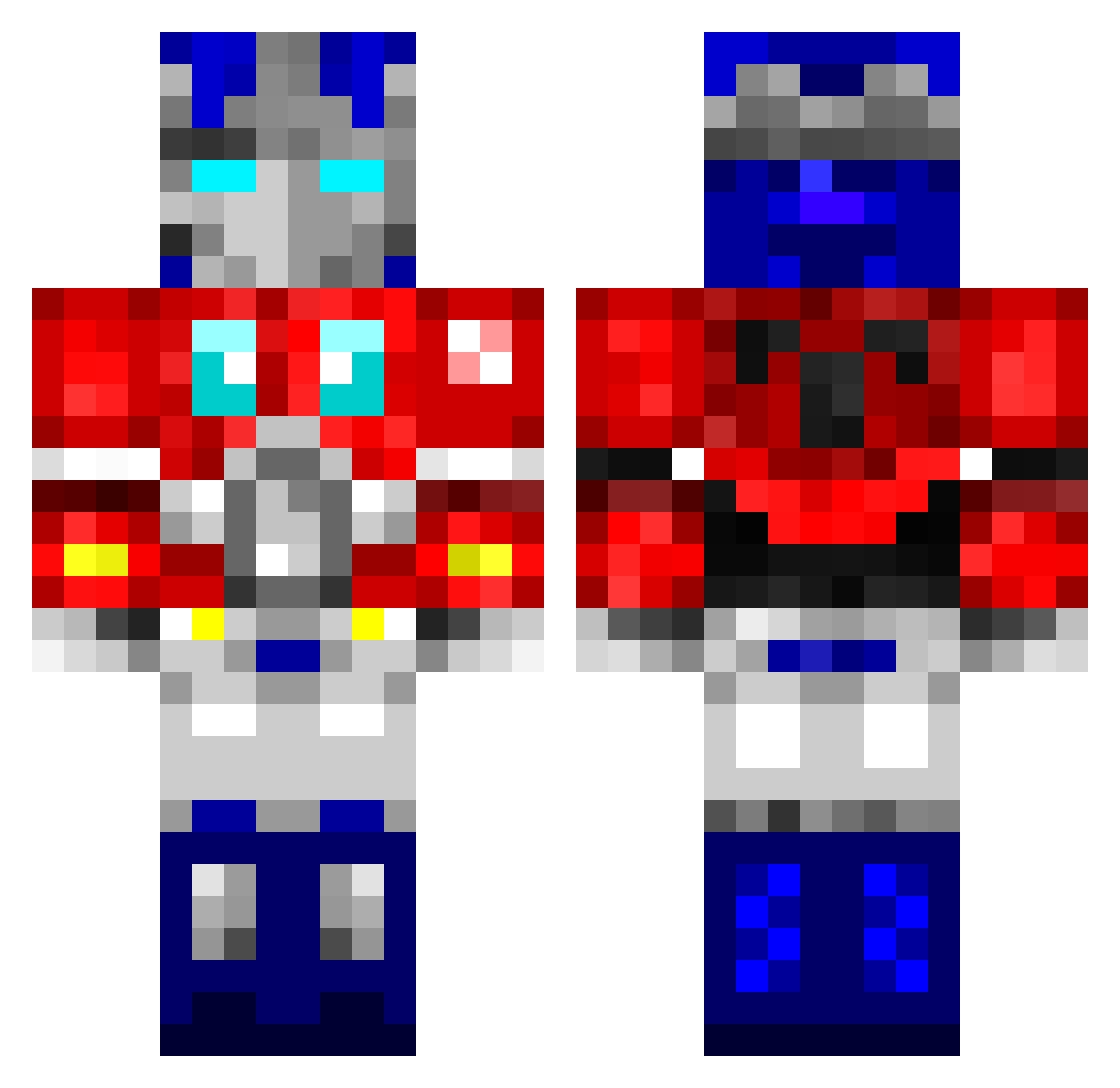 dot2JC Minecraft skin, front and back view