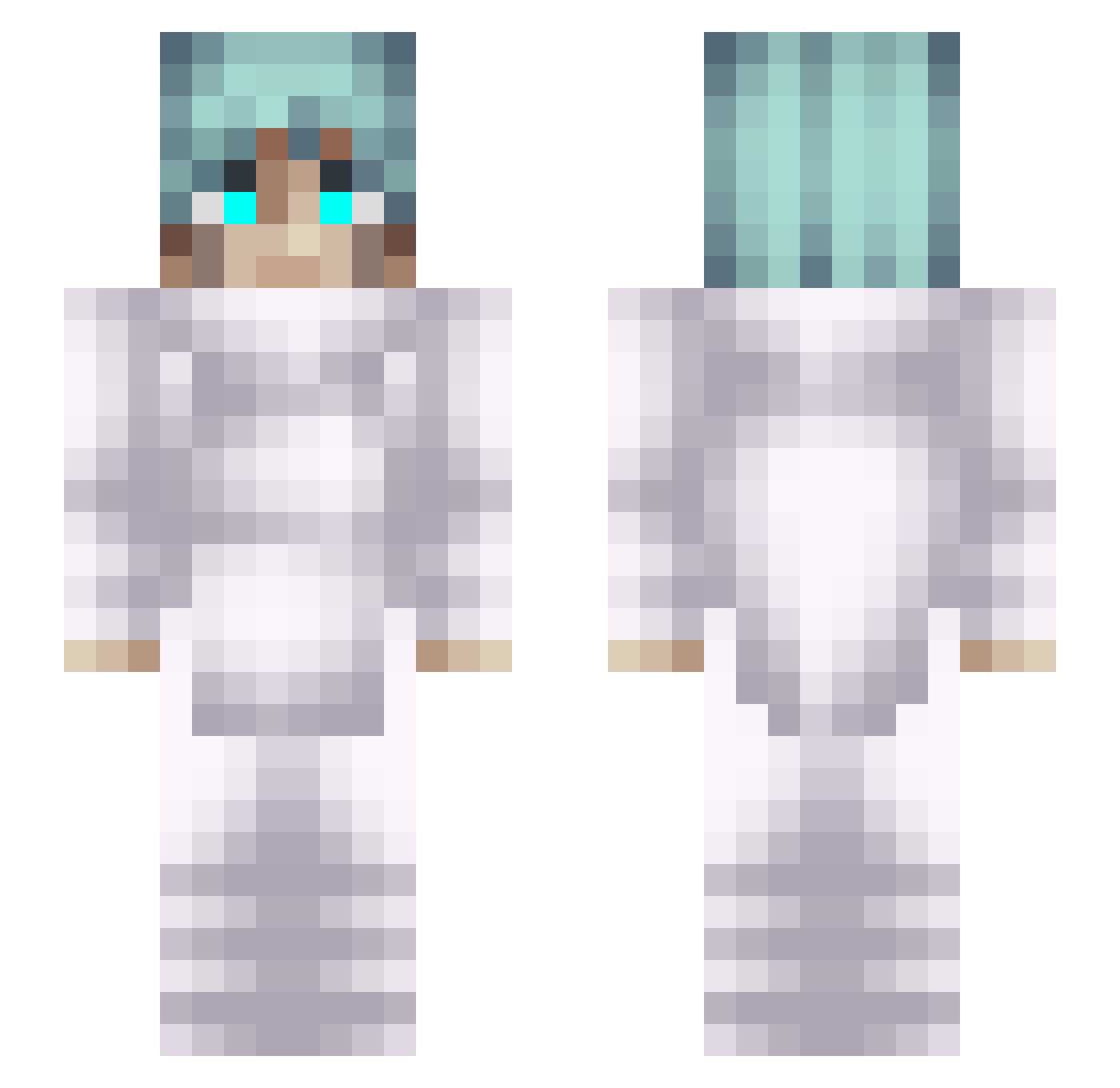 pucmolka Minecraft skin, front and back view