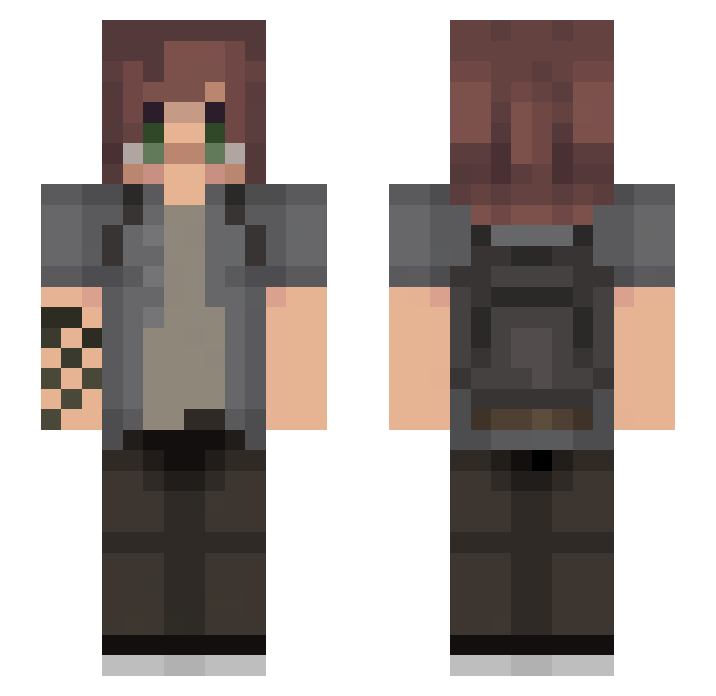 Nettles Minecraft skin, front and back view
