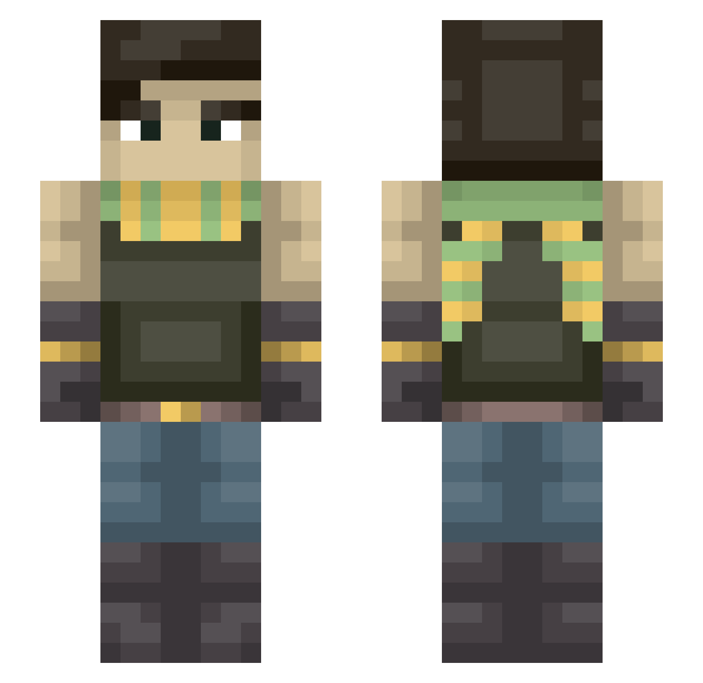 DawnLegend Minecraft skin, front and back view