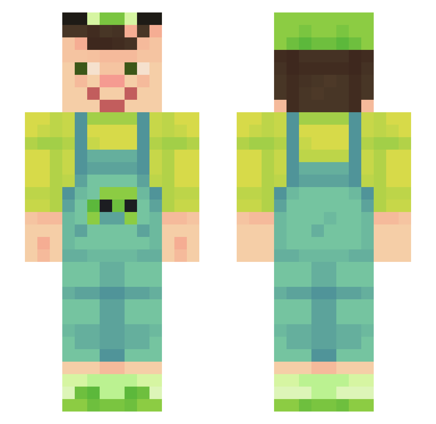 poohderzucker Minecraft skin, front and back view