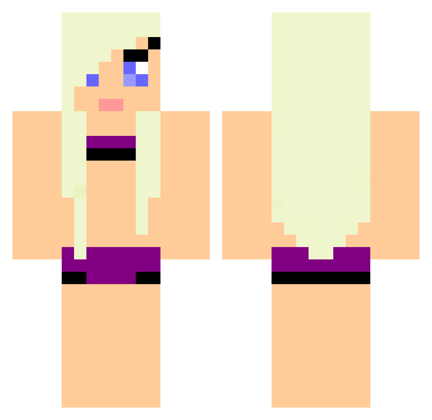 TaraPH Minecraft skin, front and back view