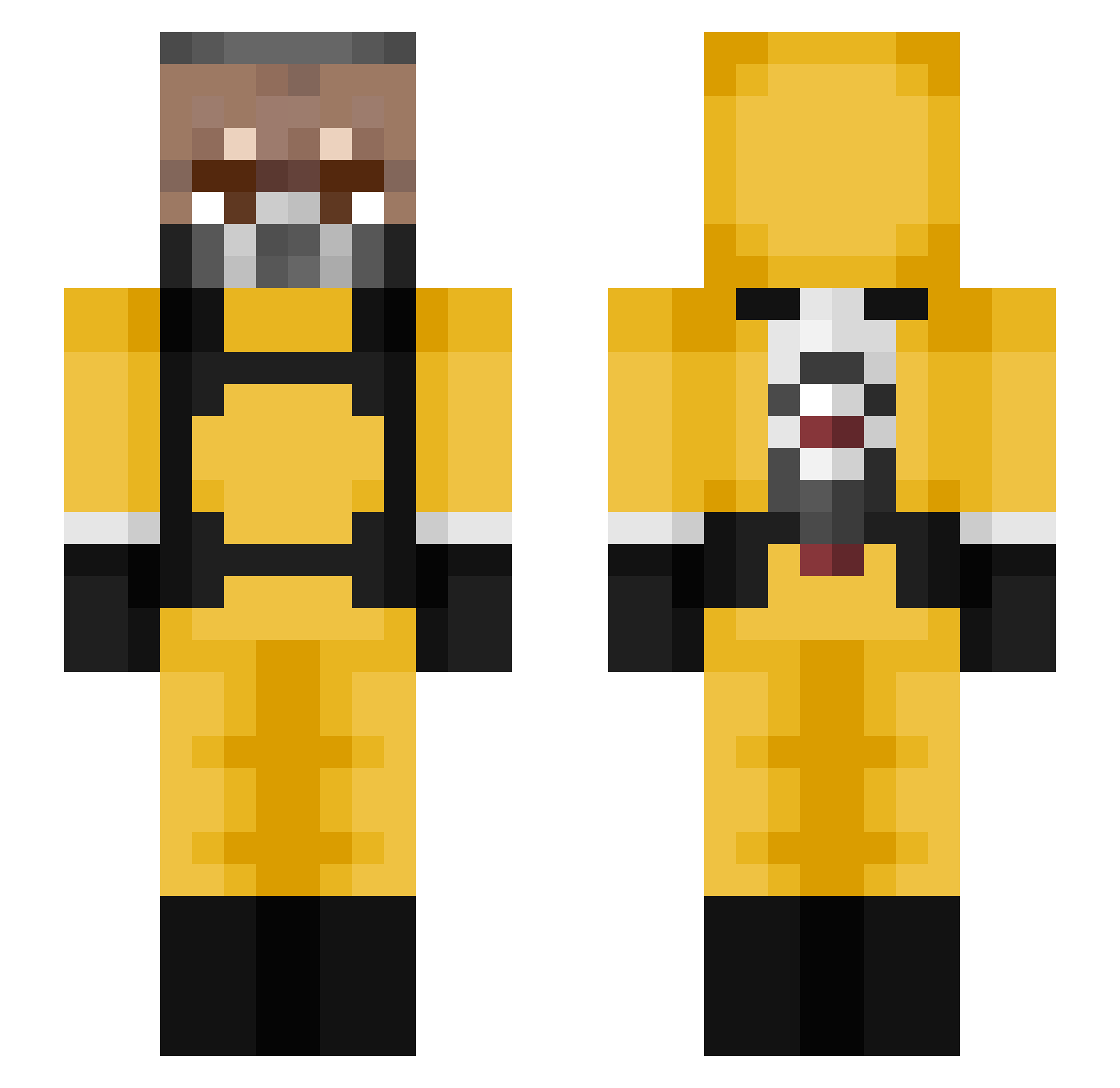 Pi1ott Minecraft skin, front and back view