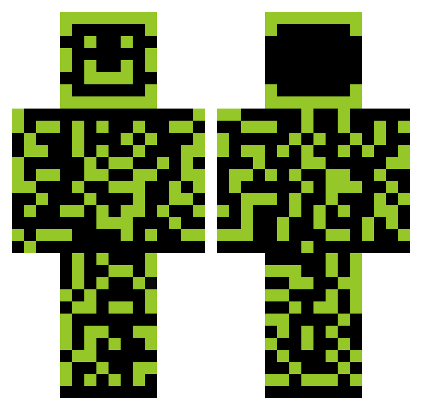 Tentier Minecraft skin, front and back view