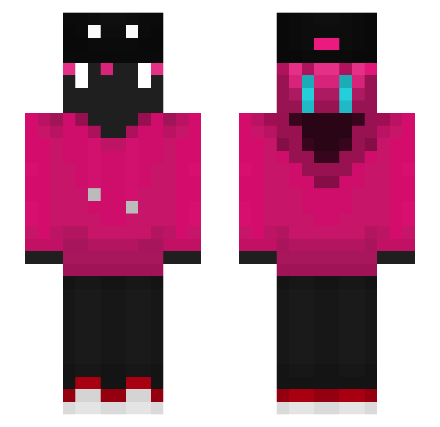 Sanobashi Minecraft skin, front and back view
