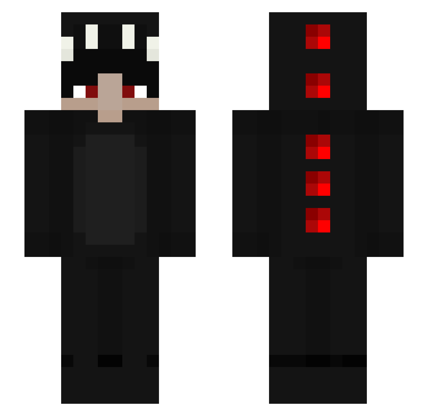 Unmendable Minecraft skin, front and back view