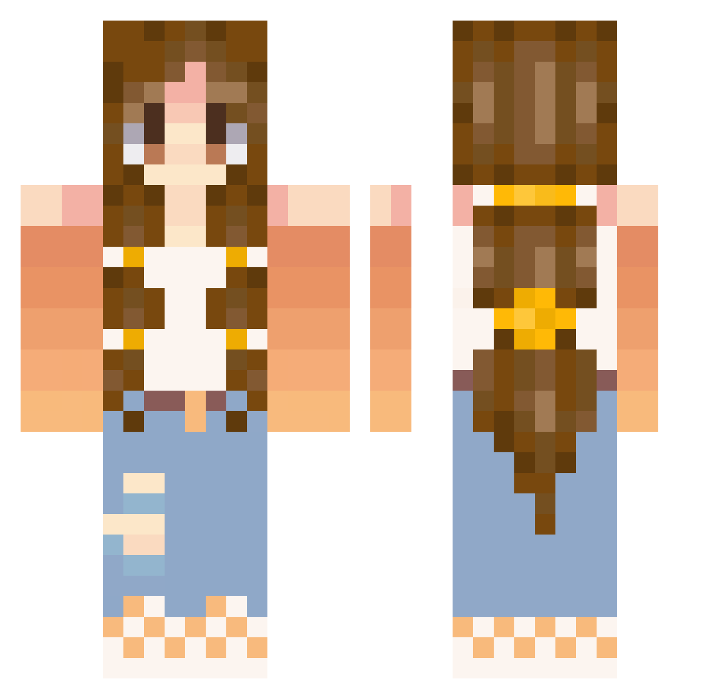 ziziswamp Minecraft skin, front and back view