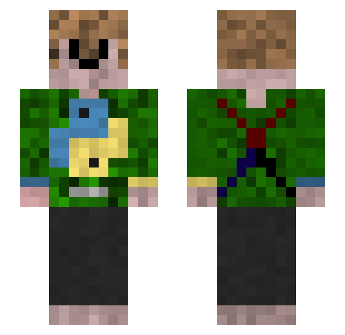 SENitro Minecraft skin, front and back view
