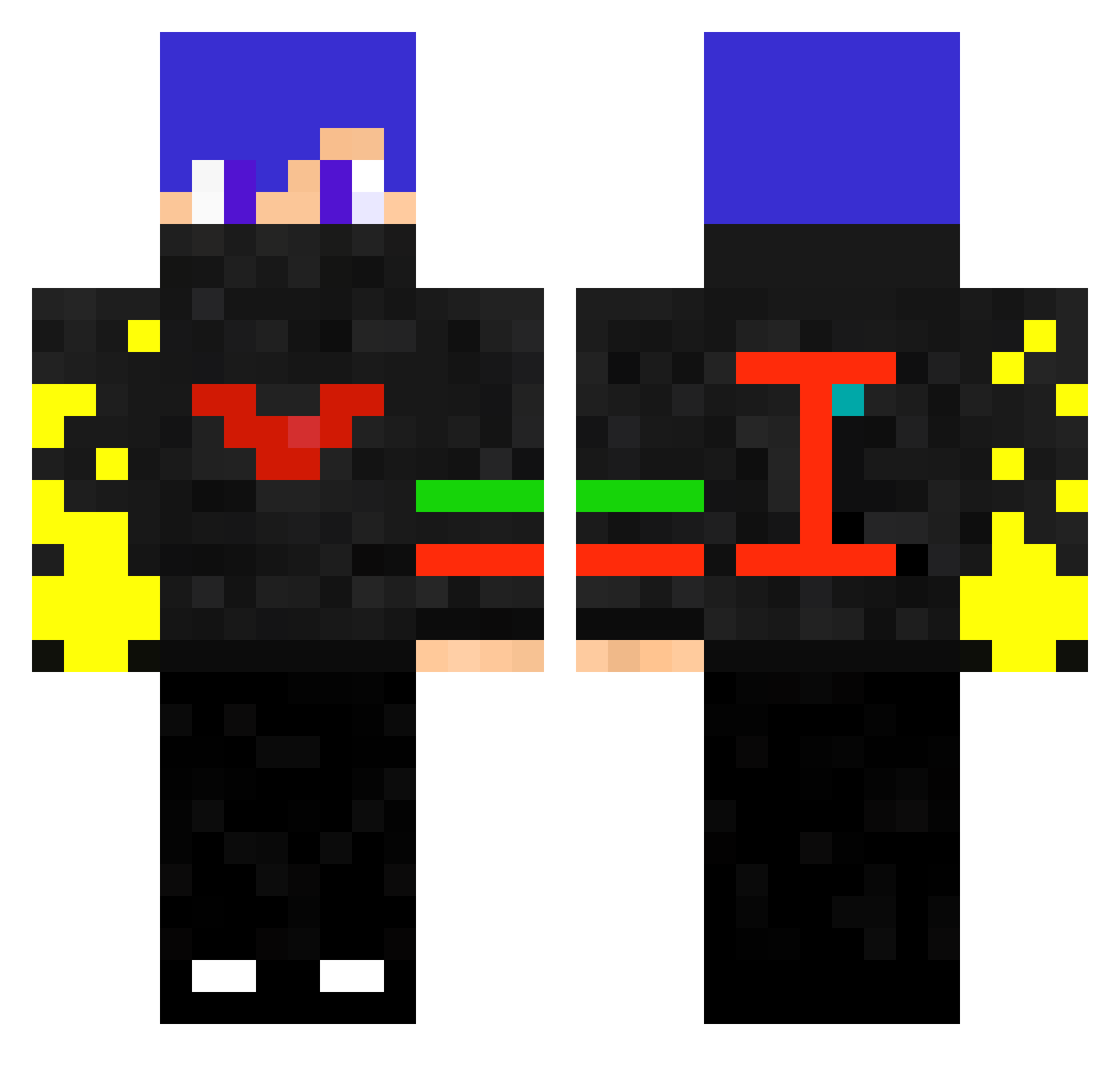 Potiss Minecraft skin, front and back view