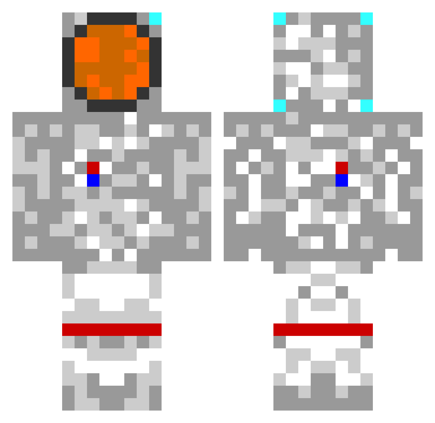 Synthetic Minecraft skin, front and back view