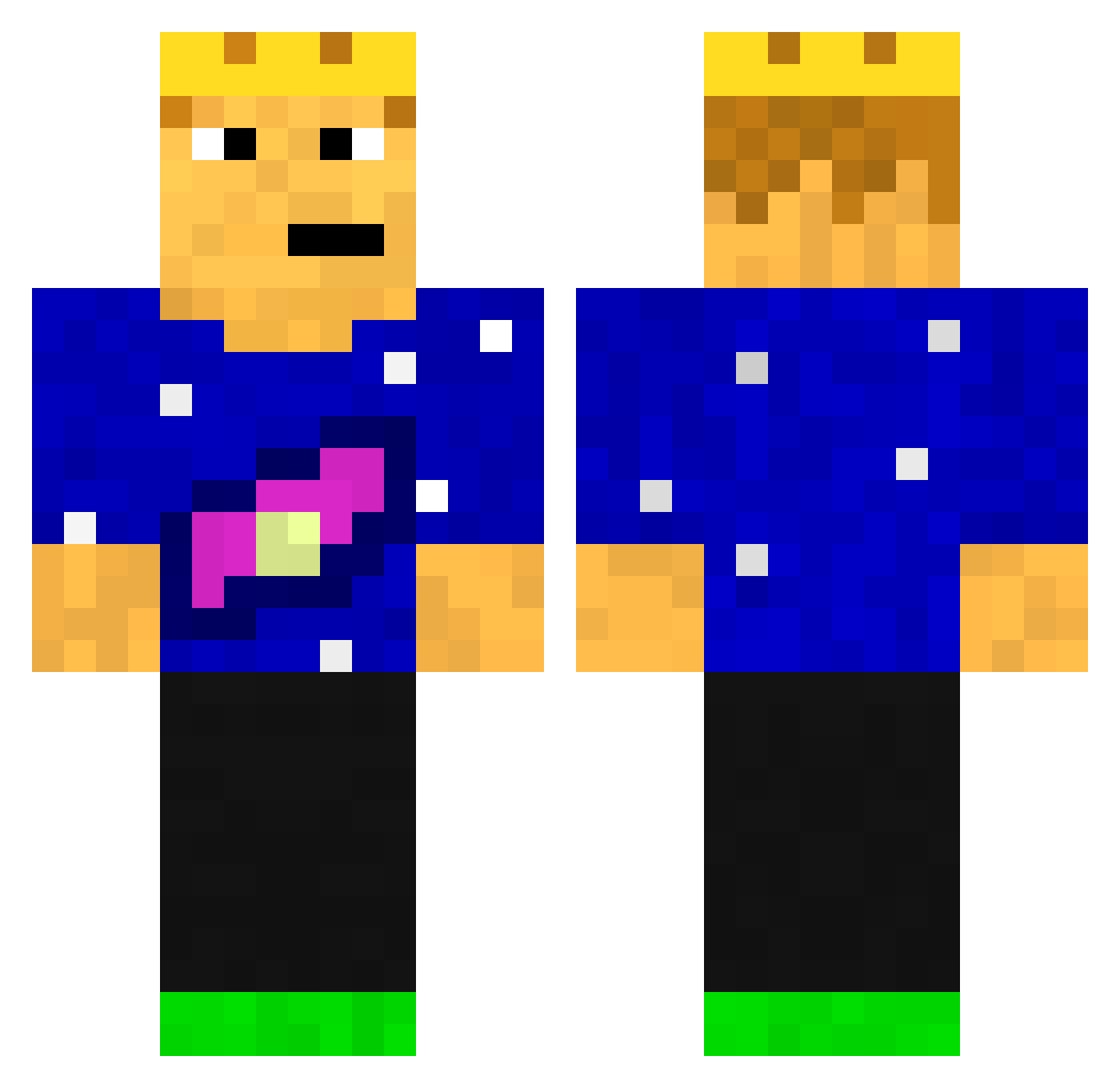 Preposterous Minecraft skin, front and back view