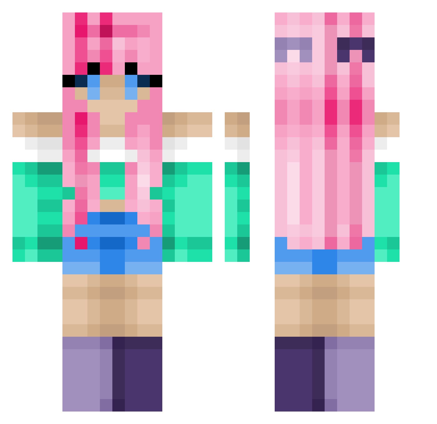 Yuuki795 Minecraft skin, front and back view