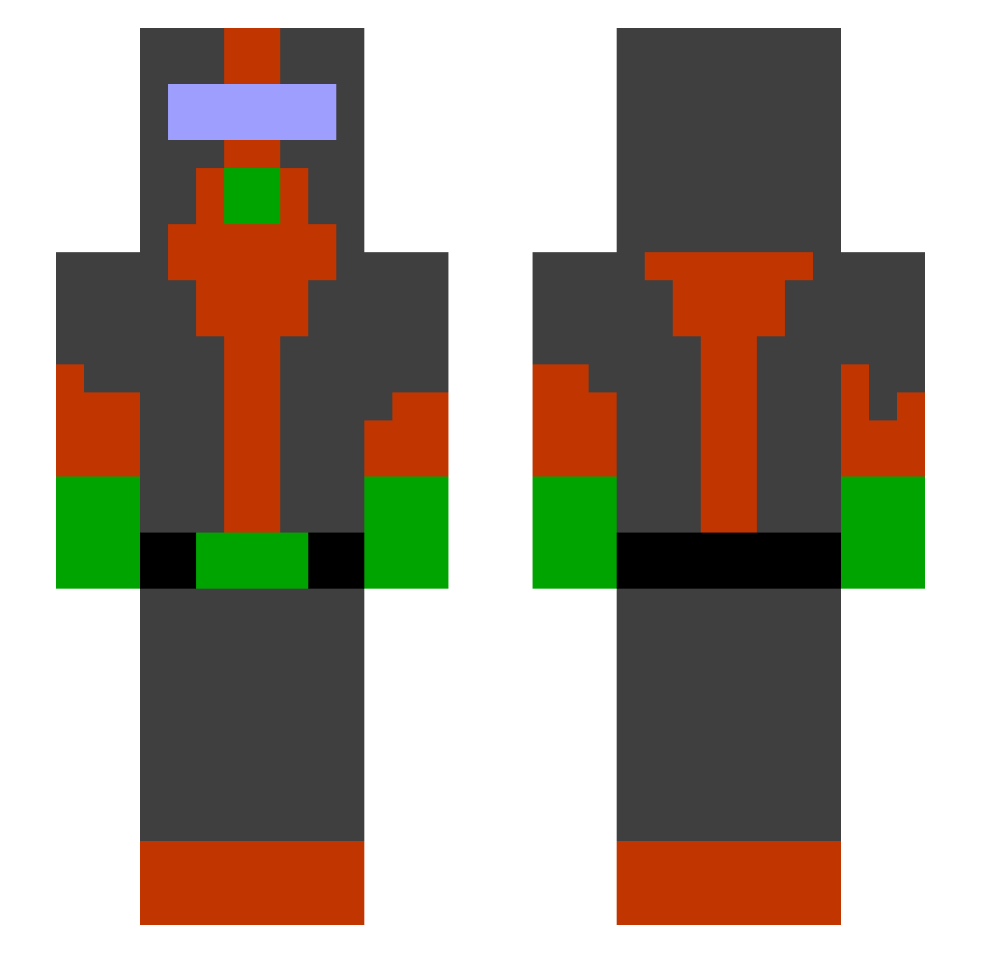 Damzel Minecraft skin, front and back view
