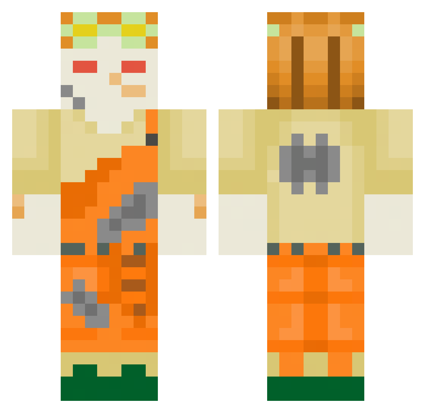 Neufchat Minecraft skin, front and back view