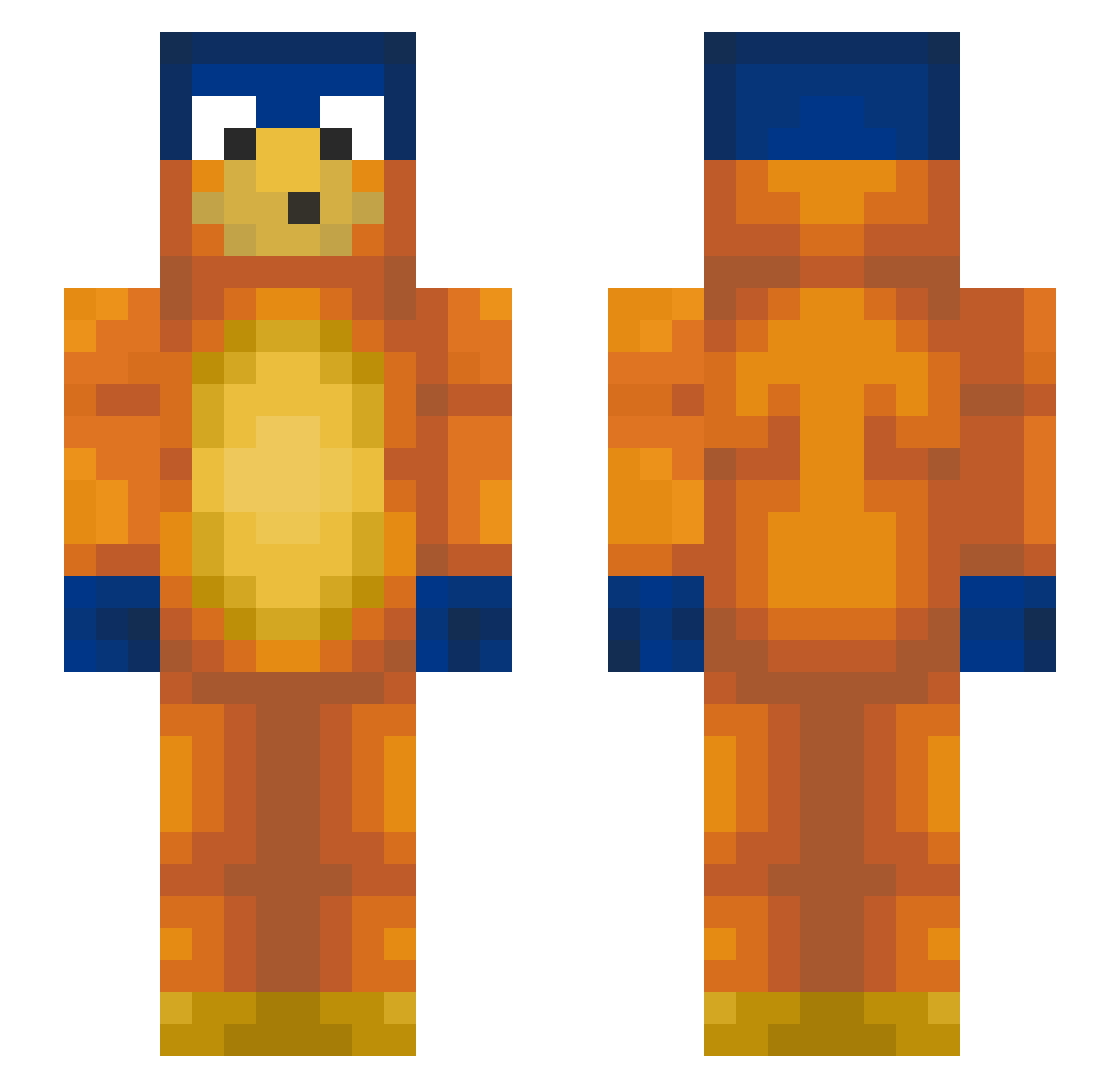 mjeeloo Minecraft skin, front and back view