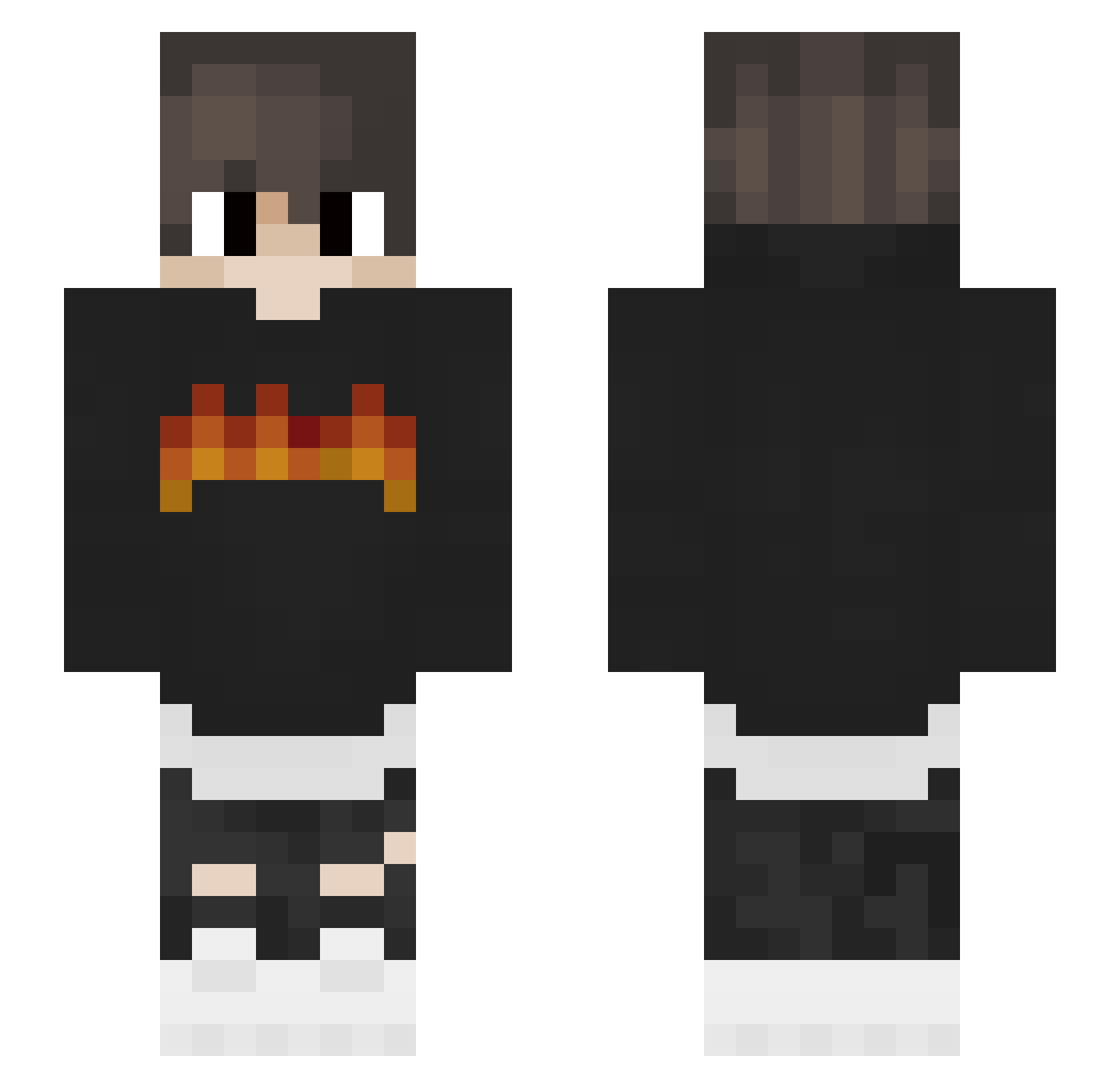 PugzxD Minecraft skin, front and back view