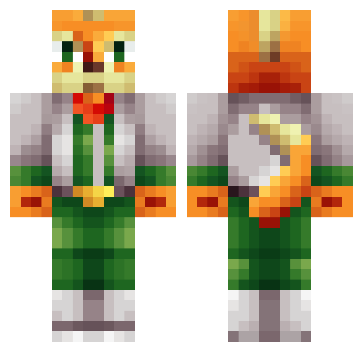 Miatis Minecraft skin, front and back view