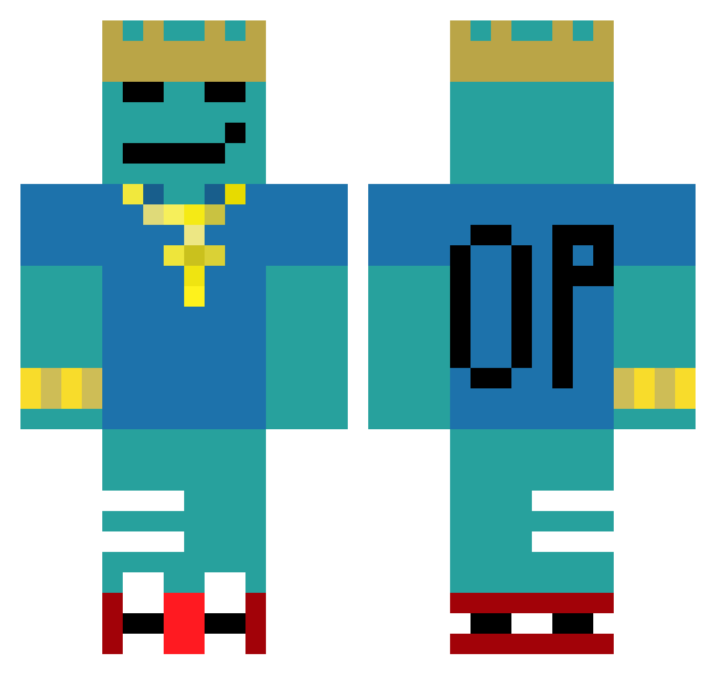OPGamer882233 Minecraft skin, front and back view