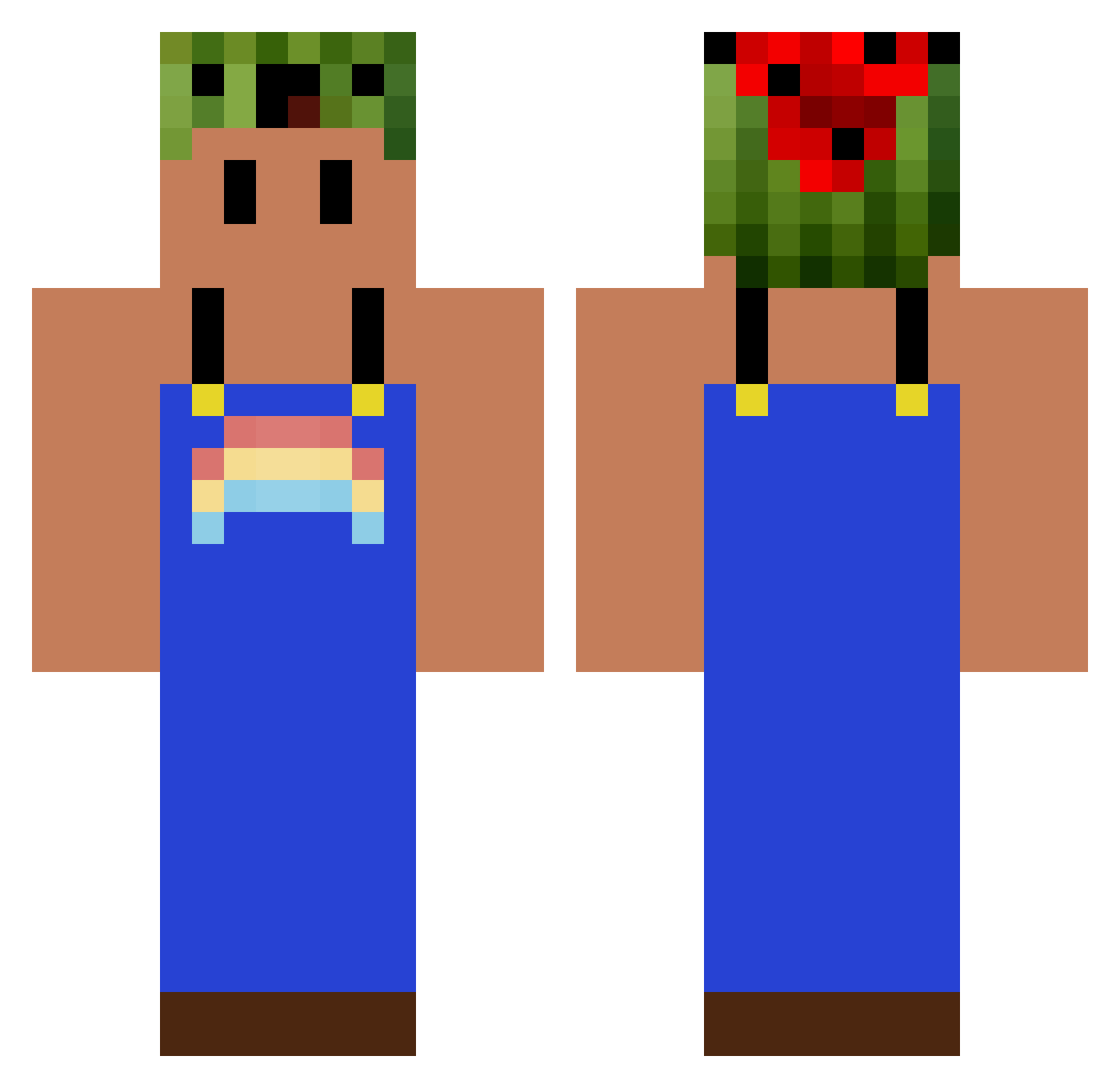 b0ppin Minecraft skin, front and back view