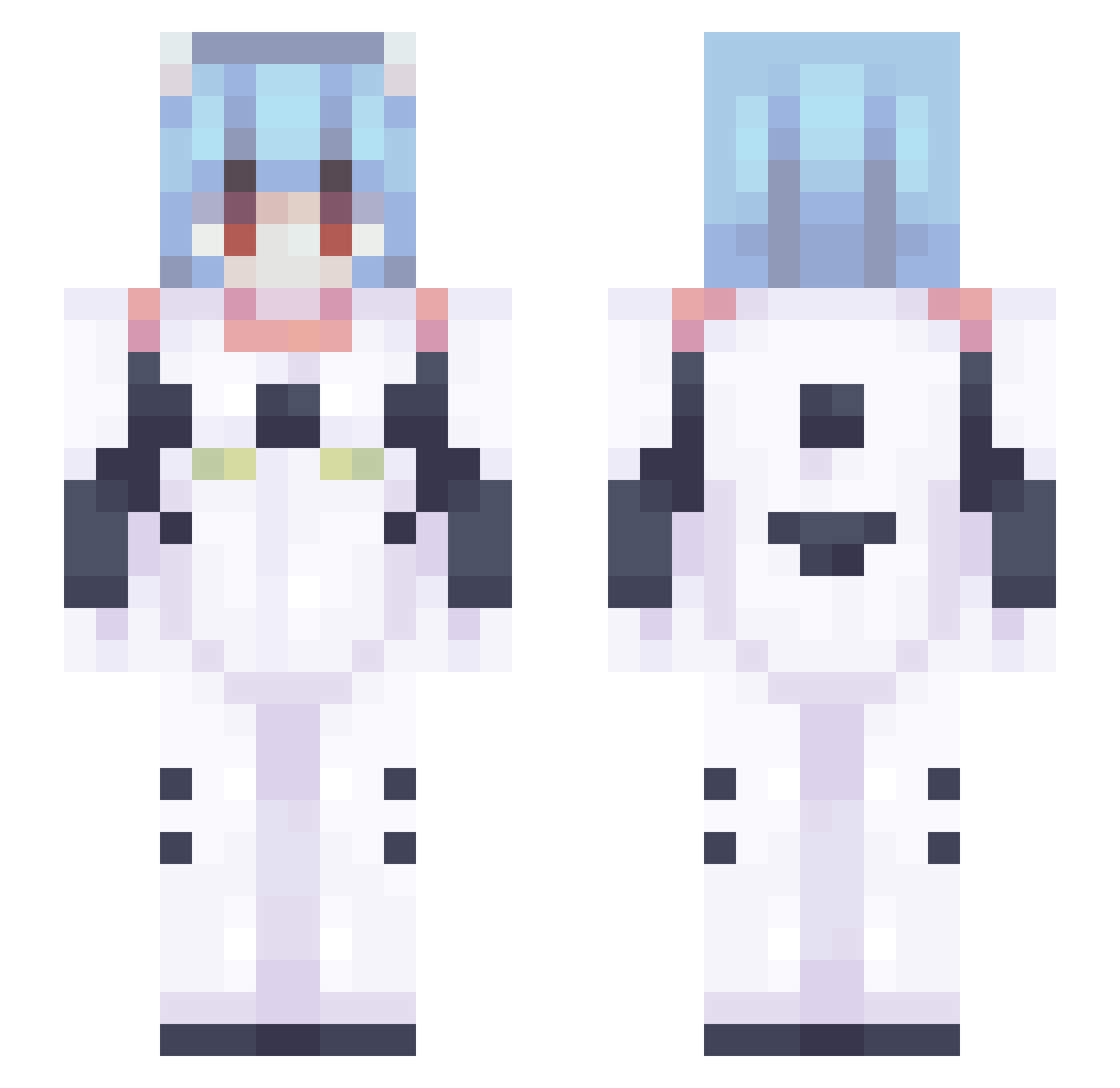 obsolescenza Minecraft skin, front and back view
