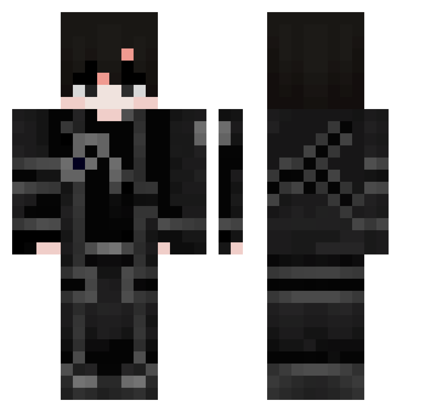 sleeveles Minecraft skin, front and back view