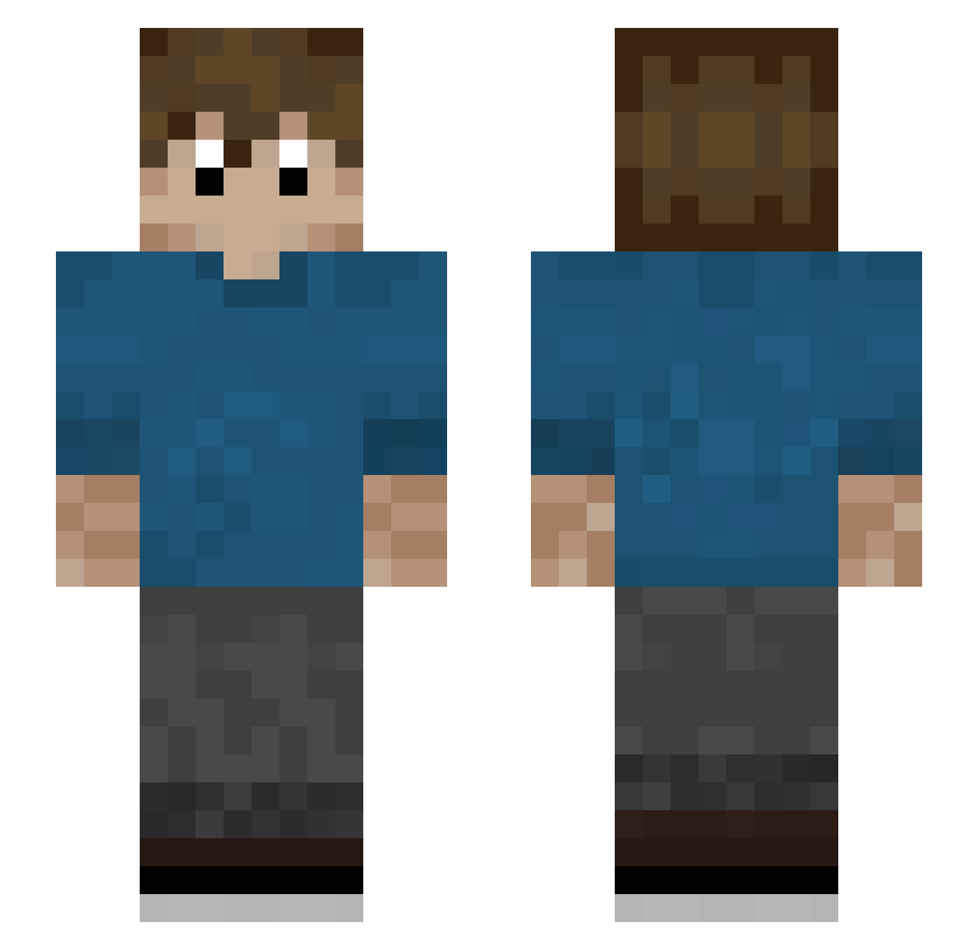 Rutrov Minecraft skin, front and back view