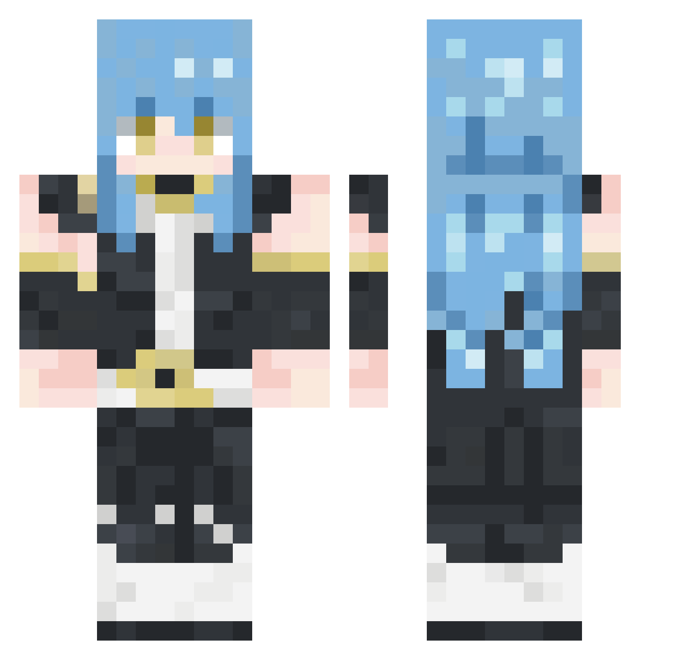 Sinister Minecraft skin, front and back view