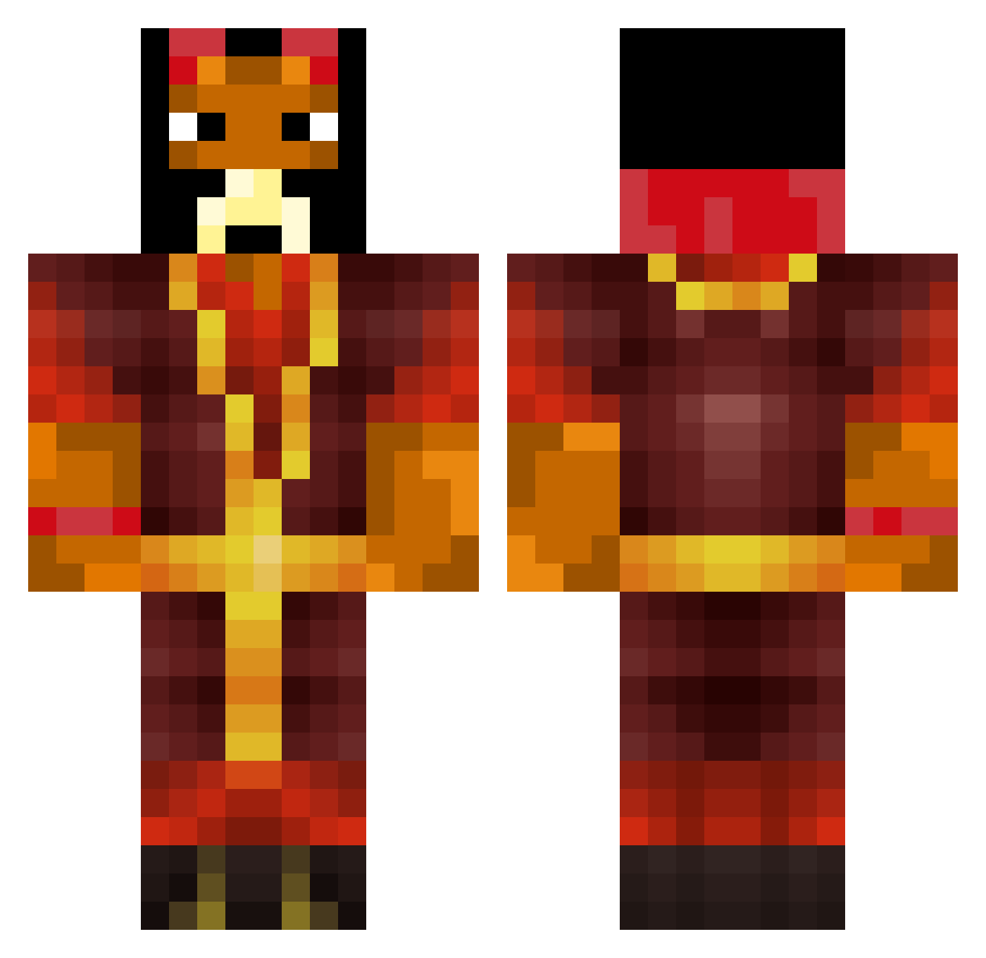 RussFire Minecraft skin, front and back view
