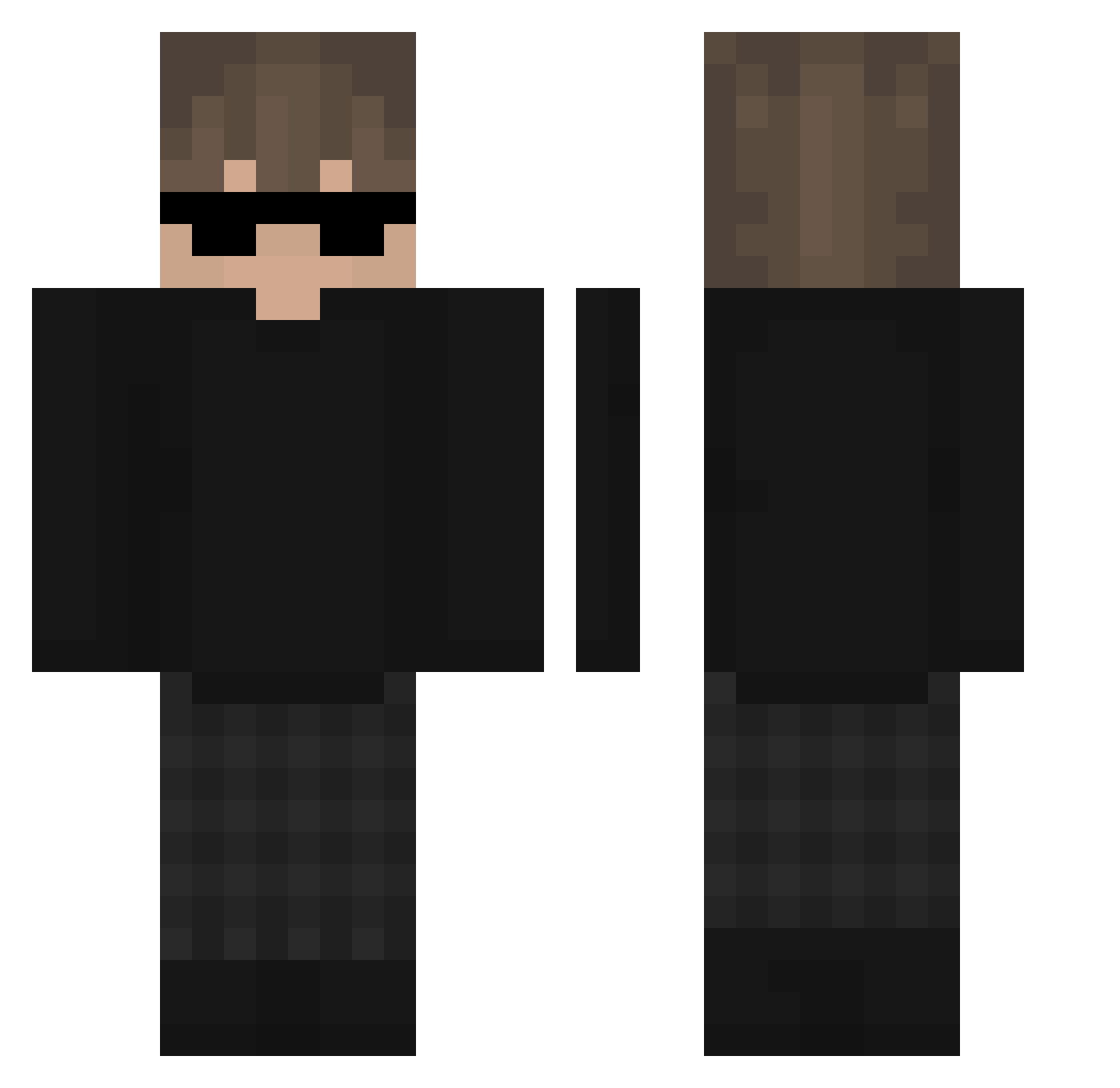 Tyk0o Minecraft skin, front and back view