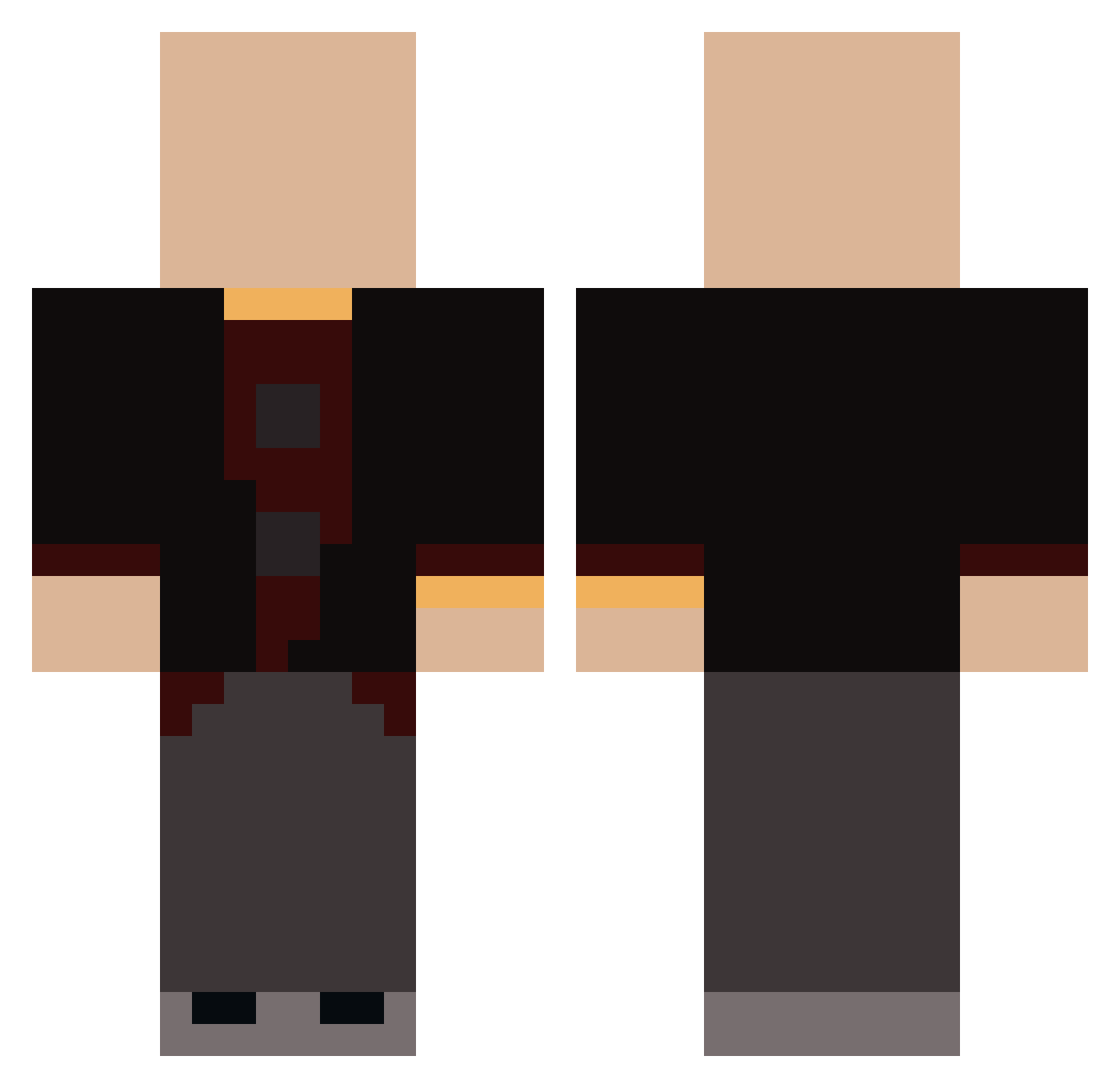 Yaken Minecraft skin, front and back view