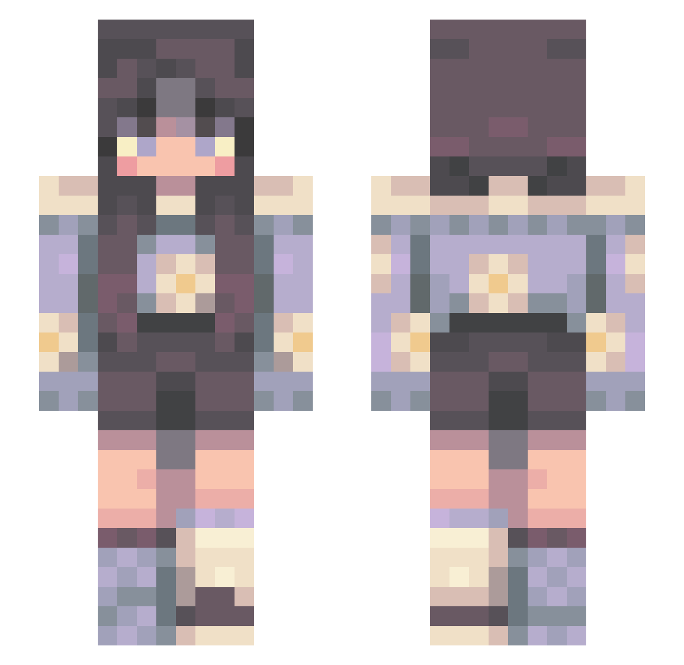 WillowWBee Minecraft skin, front and back view