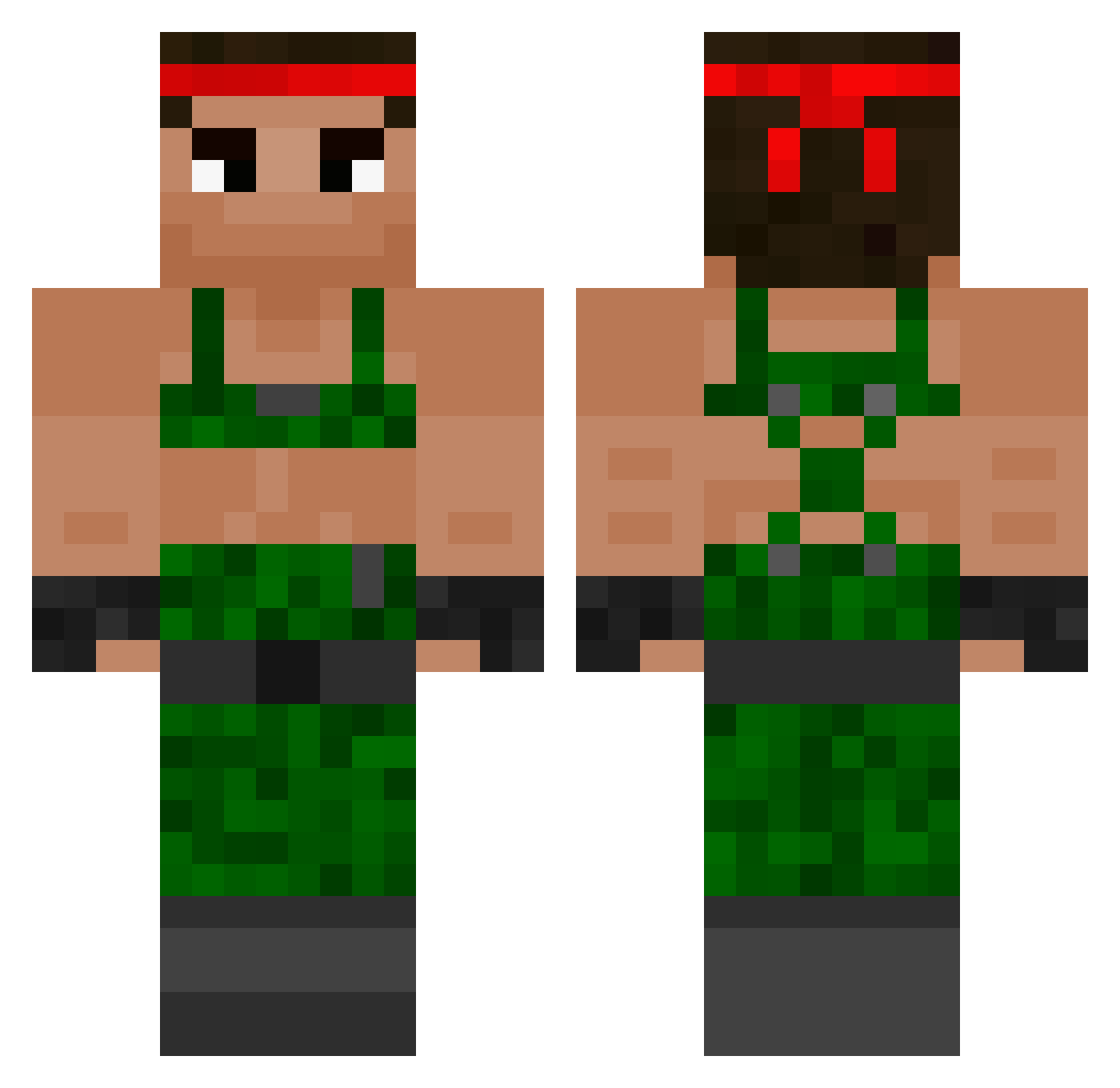 Rreptillian Minecraft skin, front and back view