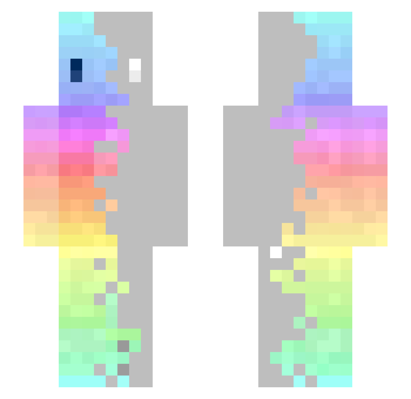 Wak4l0 Minecraft skin, front and back view