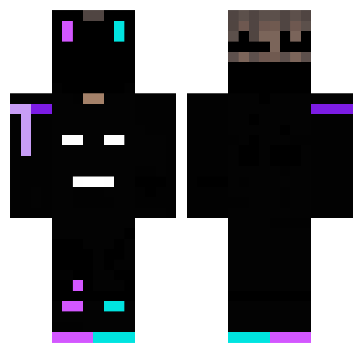 Woodless Minecraft skin, front and back view