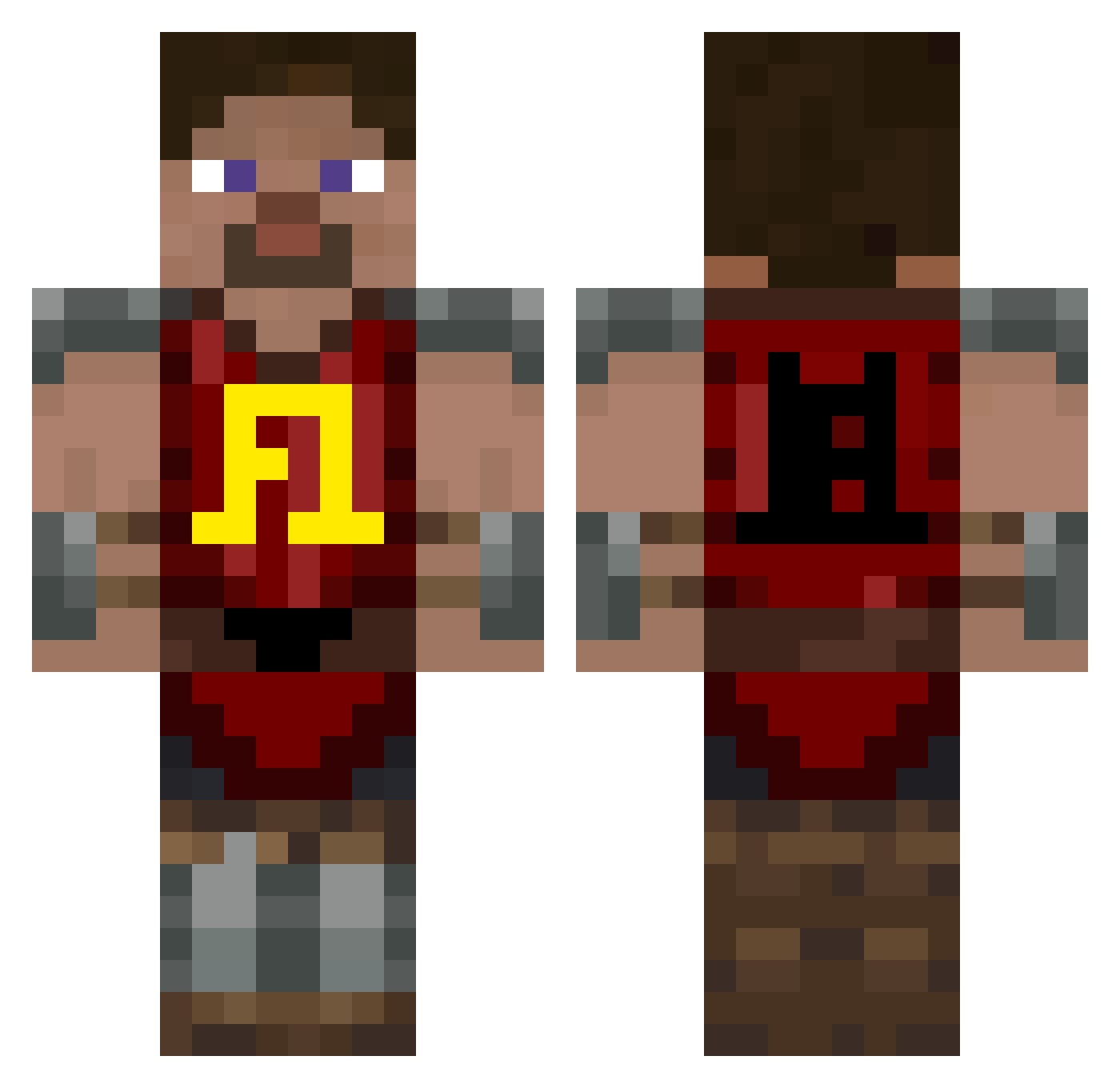 DaMorBur Minecraft skin, front and back view