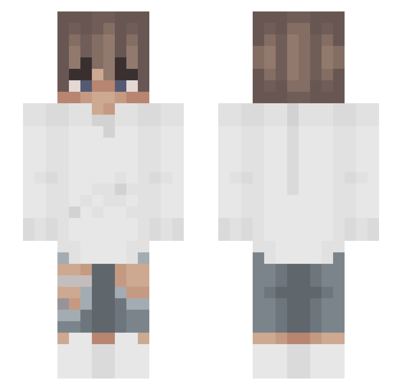 vhsw Minecraft skin, front and back view