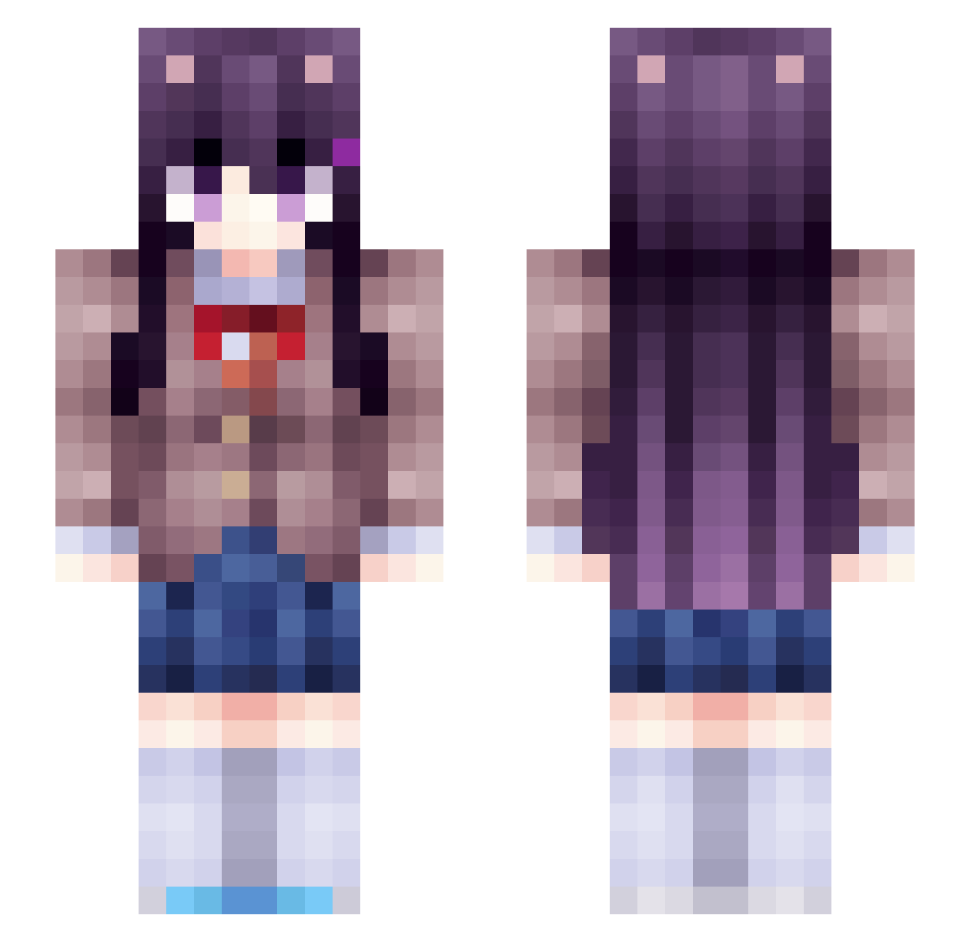 positiwity Minecraft skin, front and back view