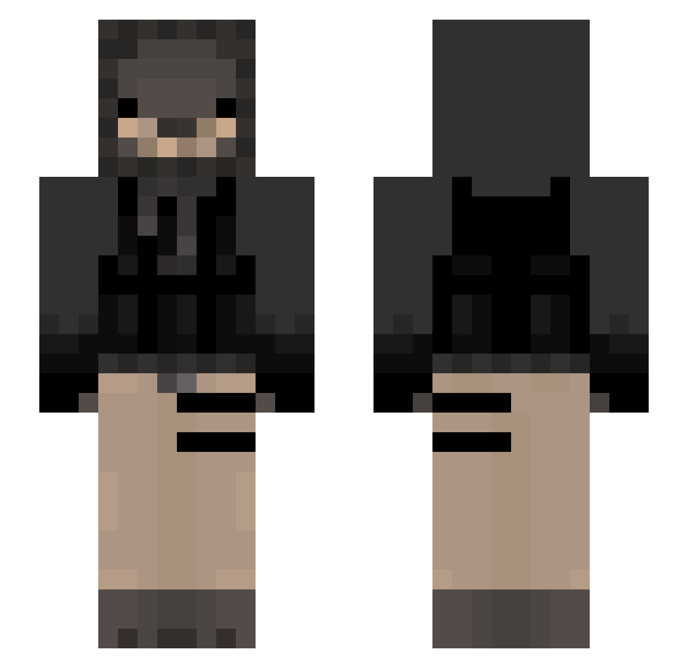 PocketOtter Minecraft skin, front and back view