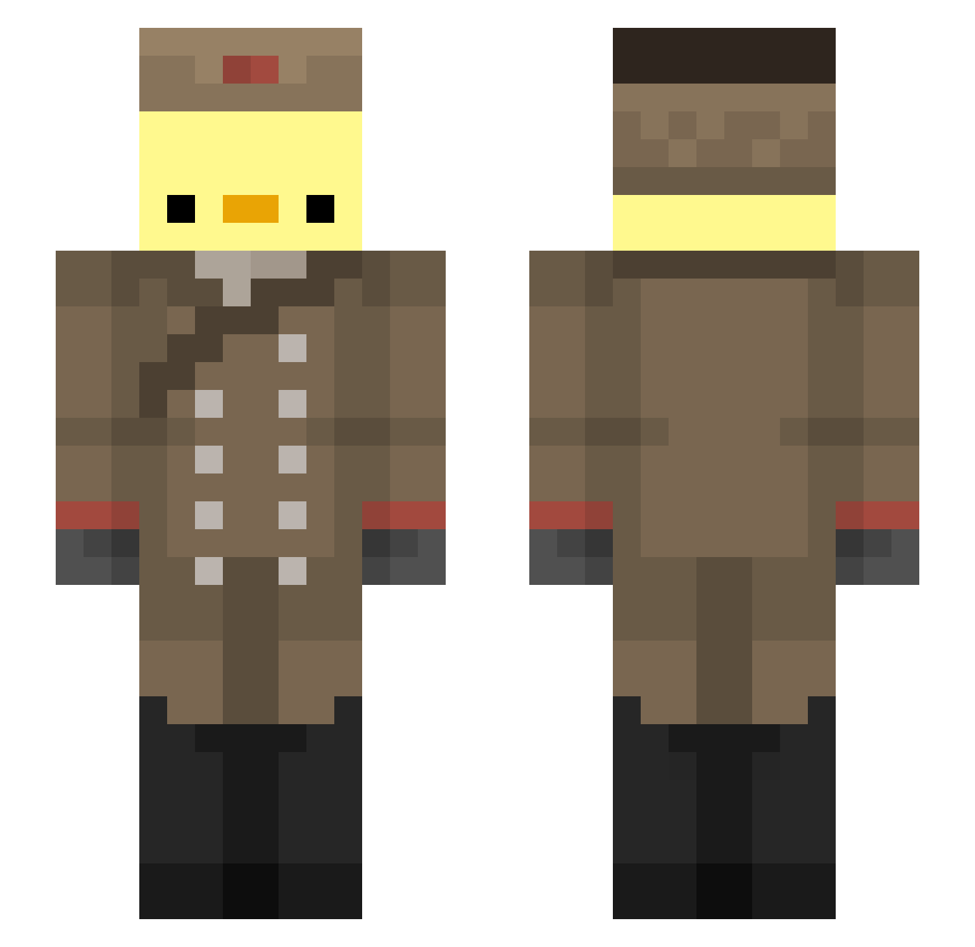 PhyGo Minecraft skin, front and back view