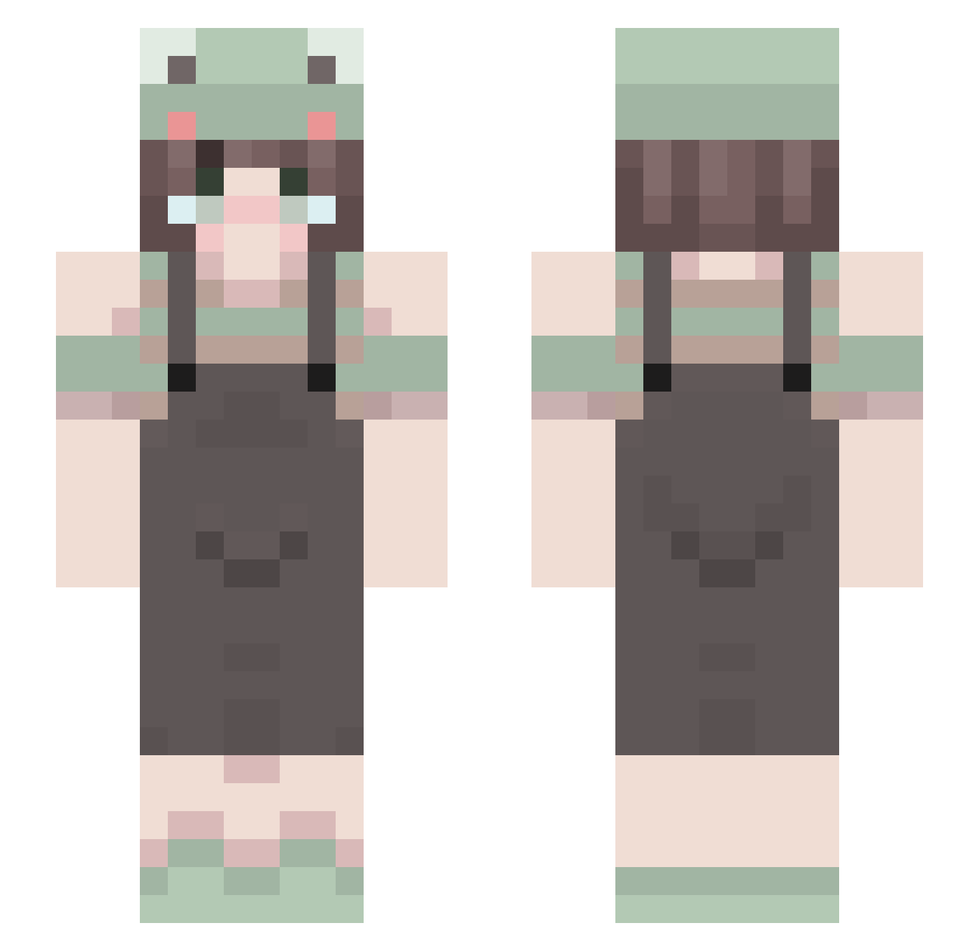 vawilla Minecraft skin, front and back view