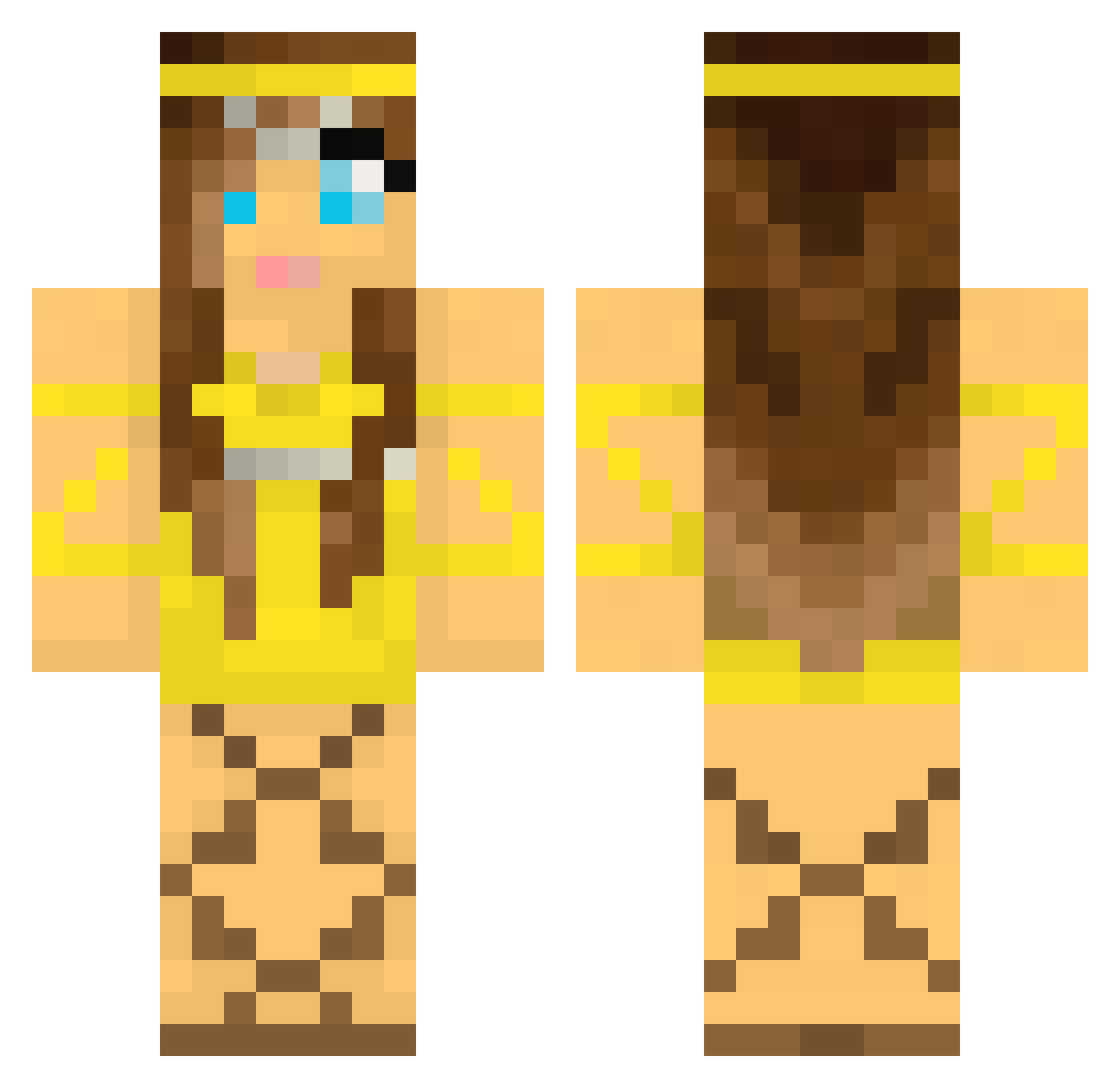 Mythicality Minecraft skin, front and back view