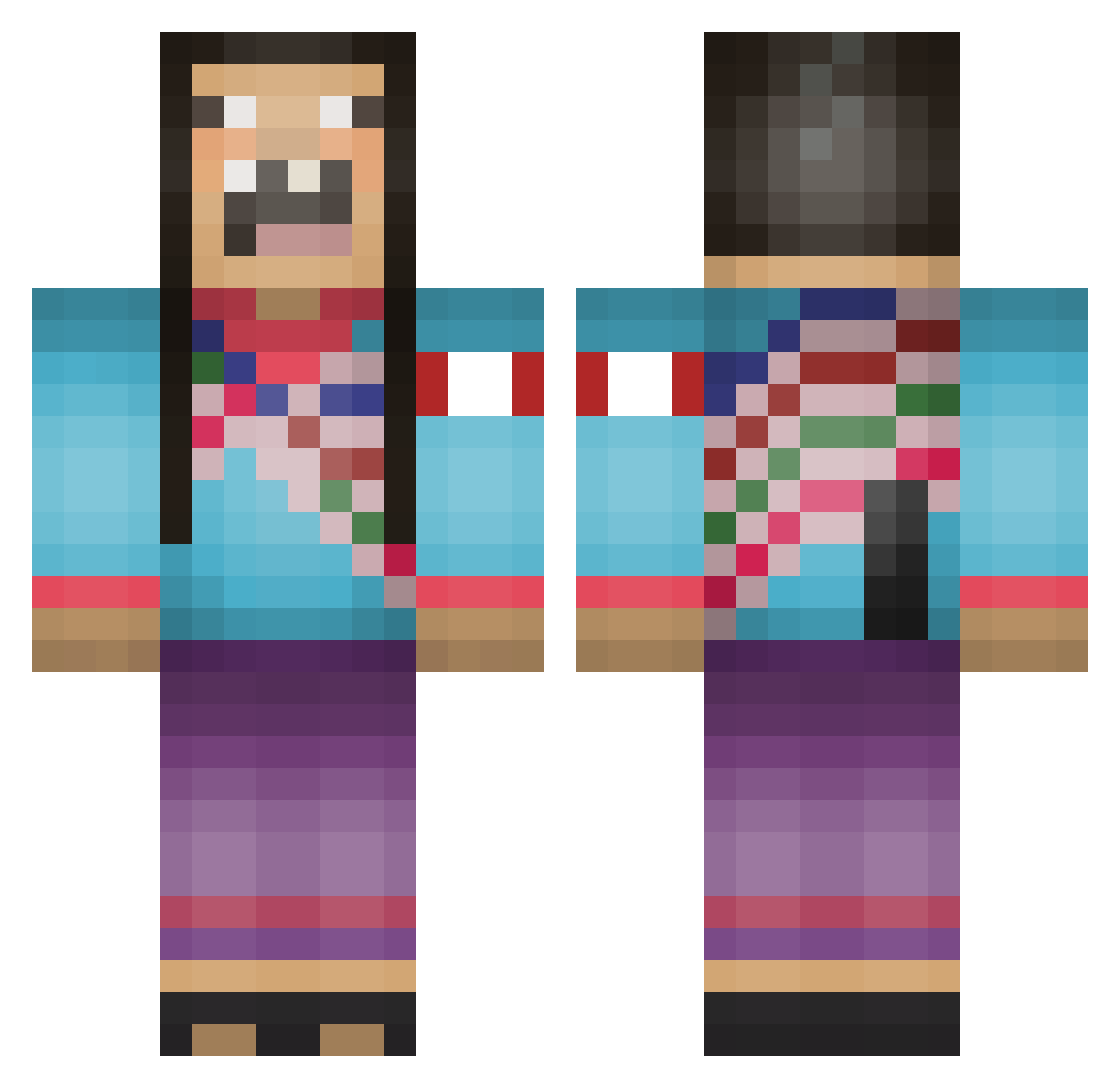 Ganzoou Minecraft skin, front and back view