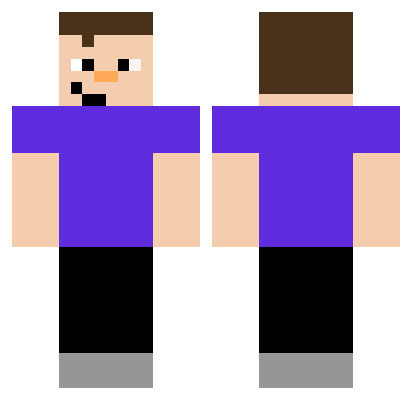 SnackJourney Minecraft skin, front and back view