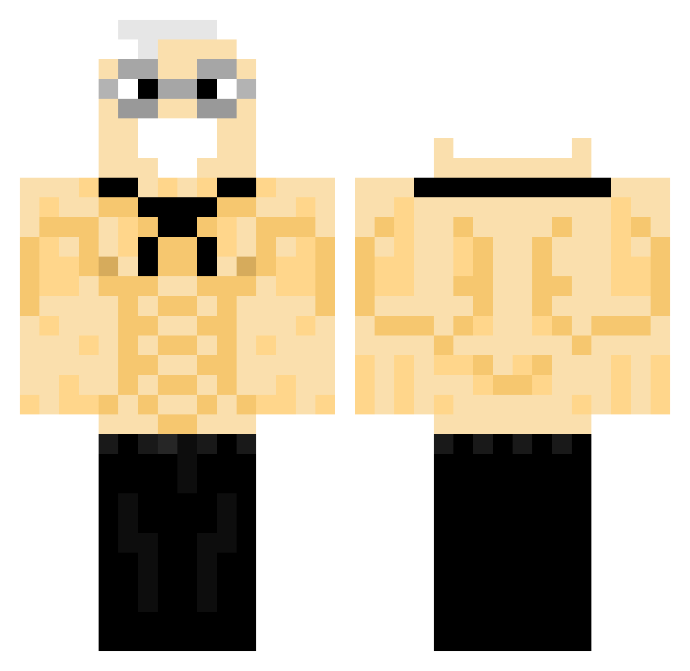 stegotron Minecraft skin, front and back view