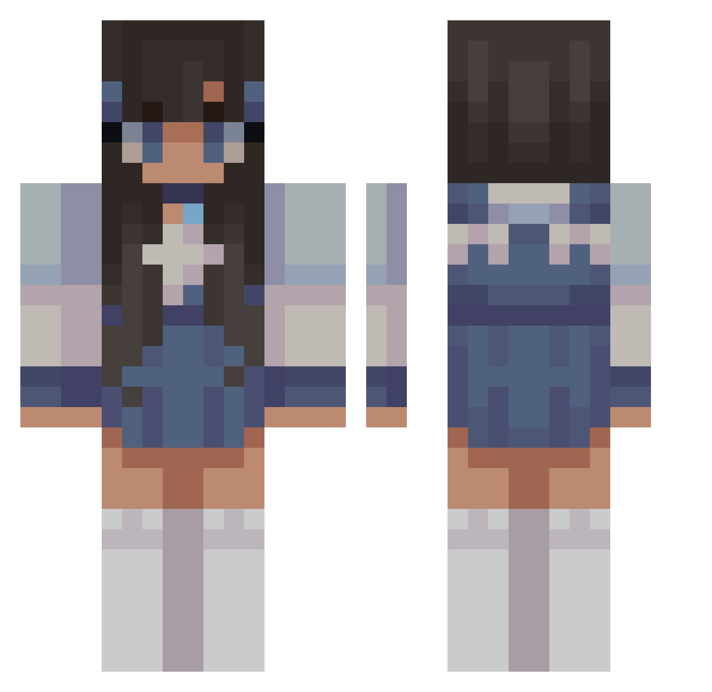 Warriorbibby Minecraft skin, front and back view