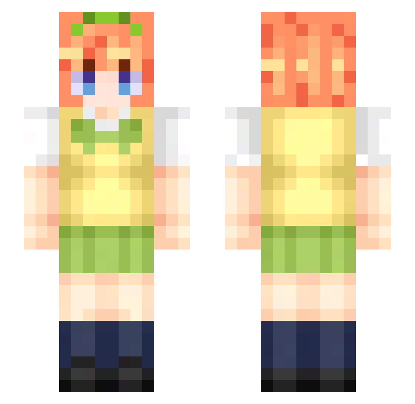 Violetlesss Minecraft skin, front and back view