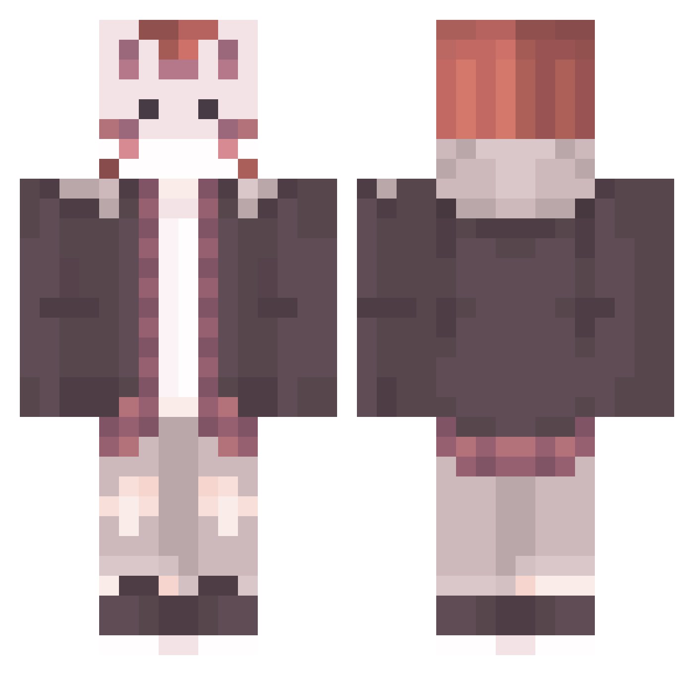 kitsugure Minecraft skin, front and back view