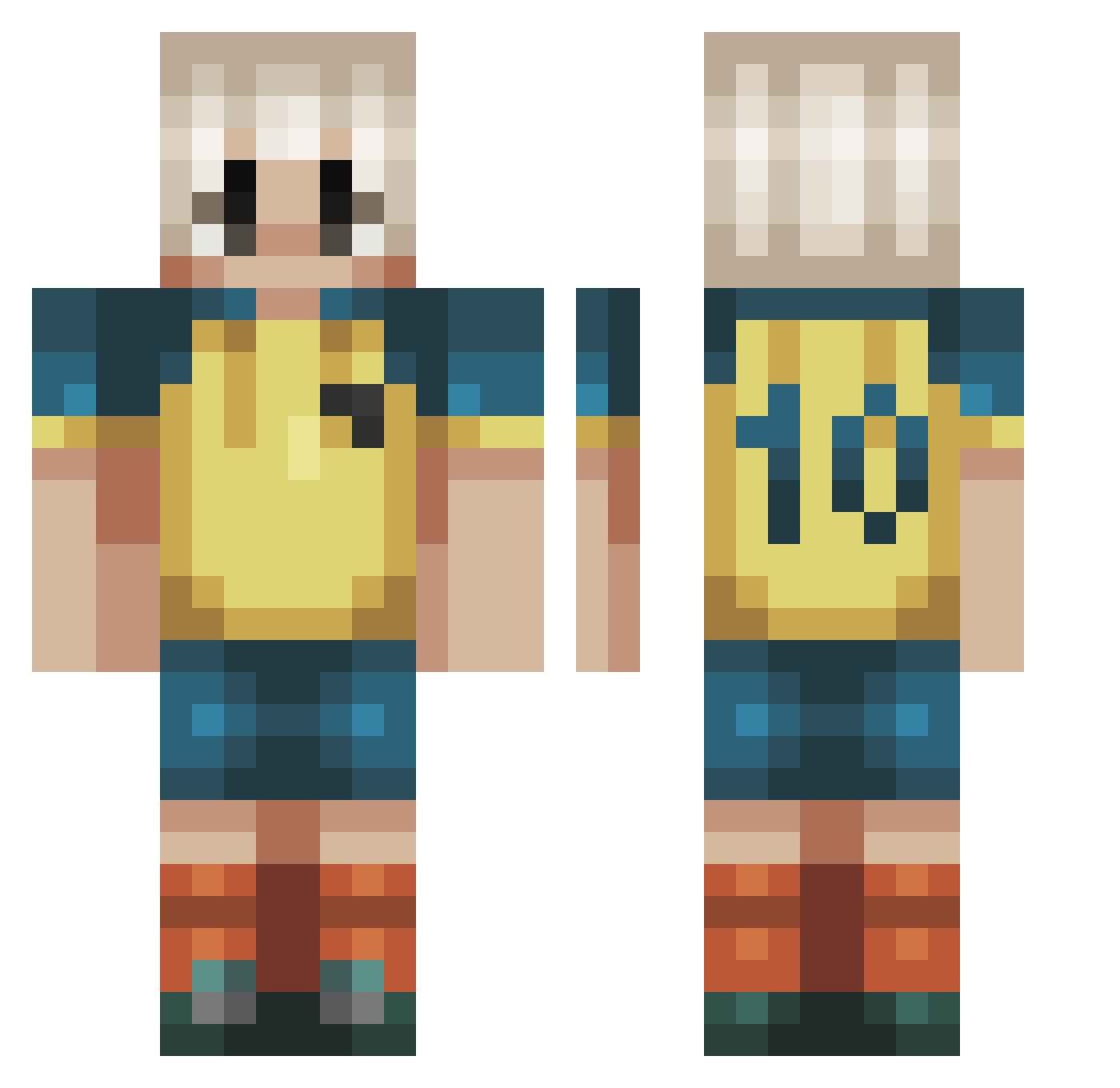 ShadowInside Minecraft skin, front and back view