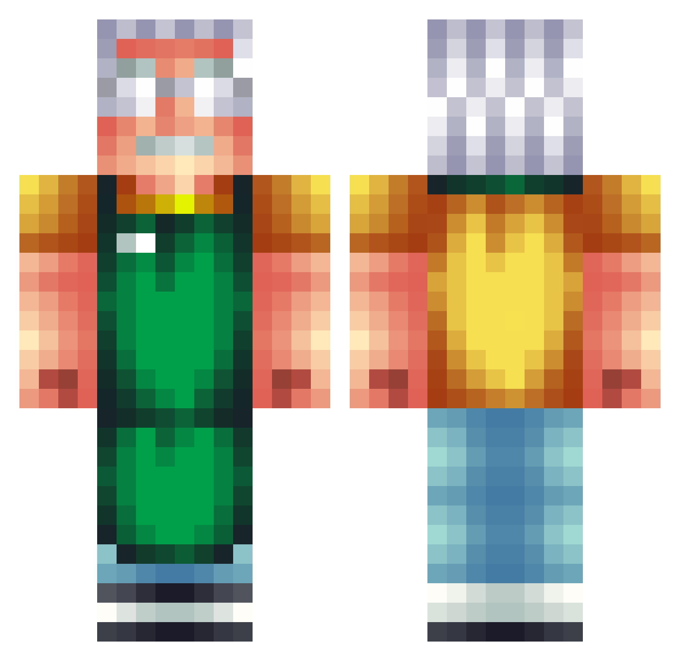 xVuks Minecraft skin, front and back view